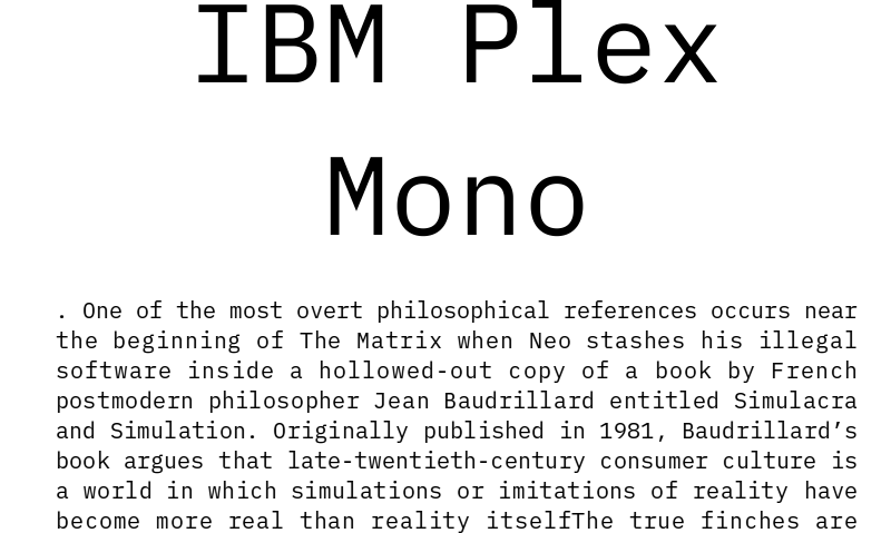 Schriftart IBM Plex Mono