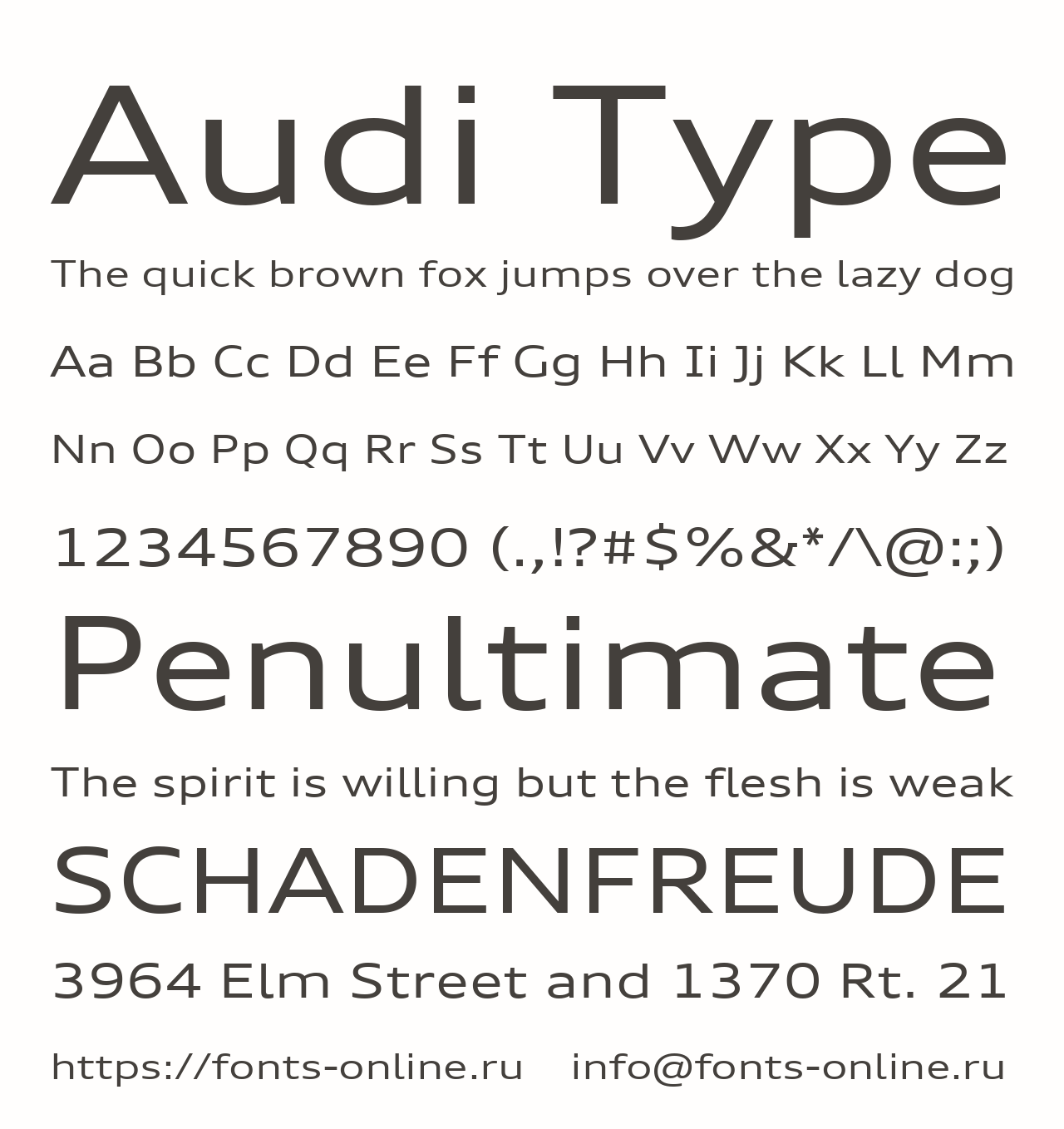 Schriftart Audi Type
