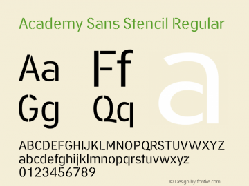 Schriftart Academy Sans Stencil