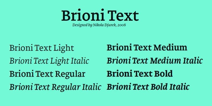 Schriftart Brioni Text