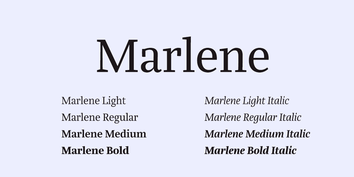 Schriftart Marlene