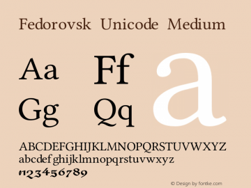 Schriftart Fedorovsk Unicode