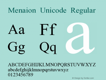 Schriftart Menaion Unicode