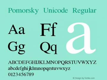 Schriftart Pomorsky Unicode