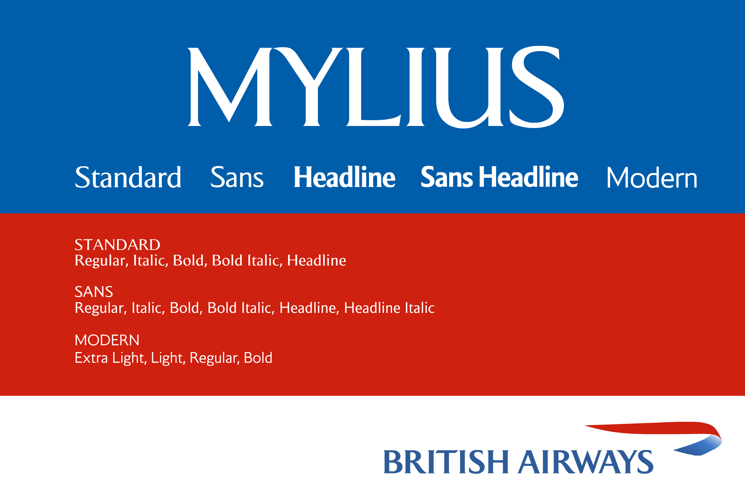 Schriftart Mylius (British Airways)