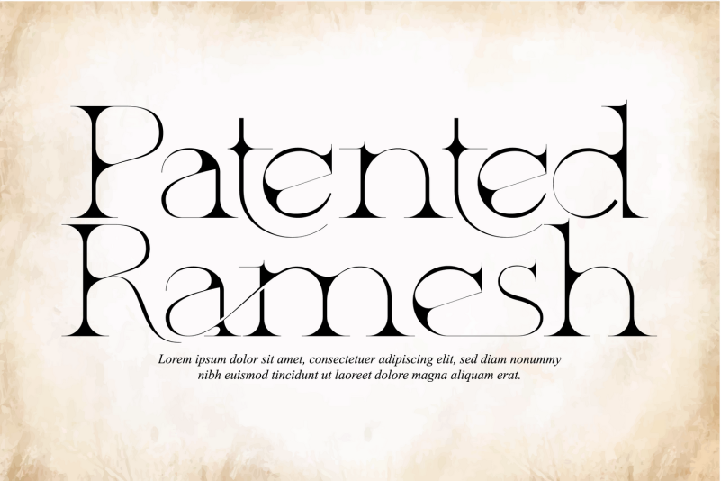 Schriftart Patented Ramesh