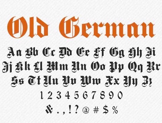 Schriftart Old German