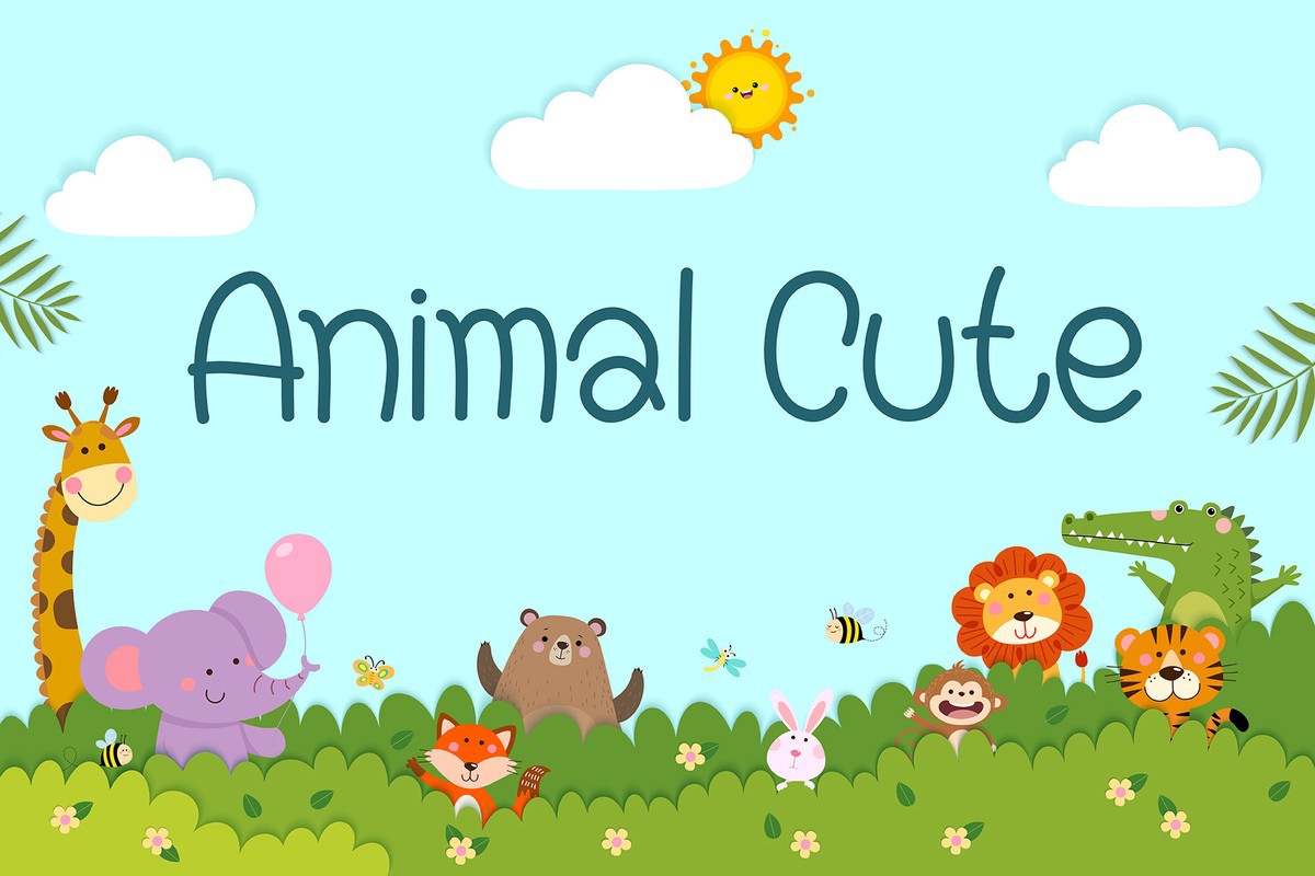 Schriftart Animal Cute