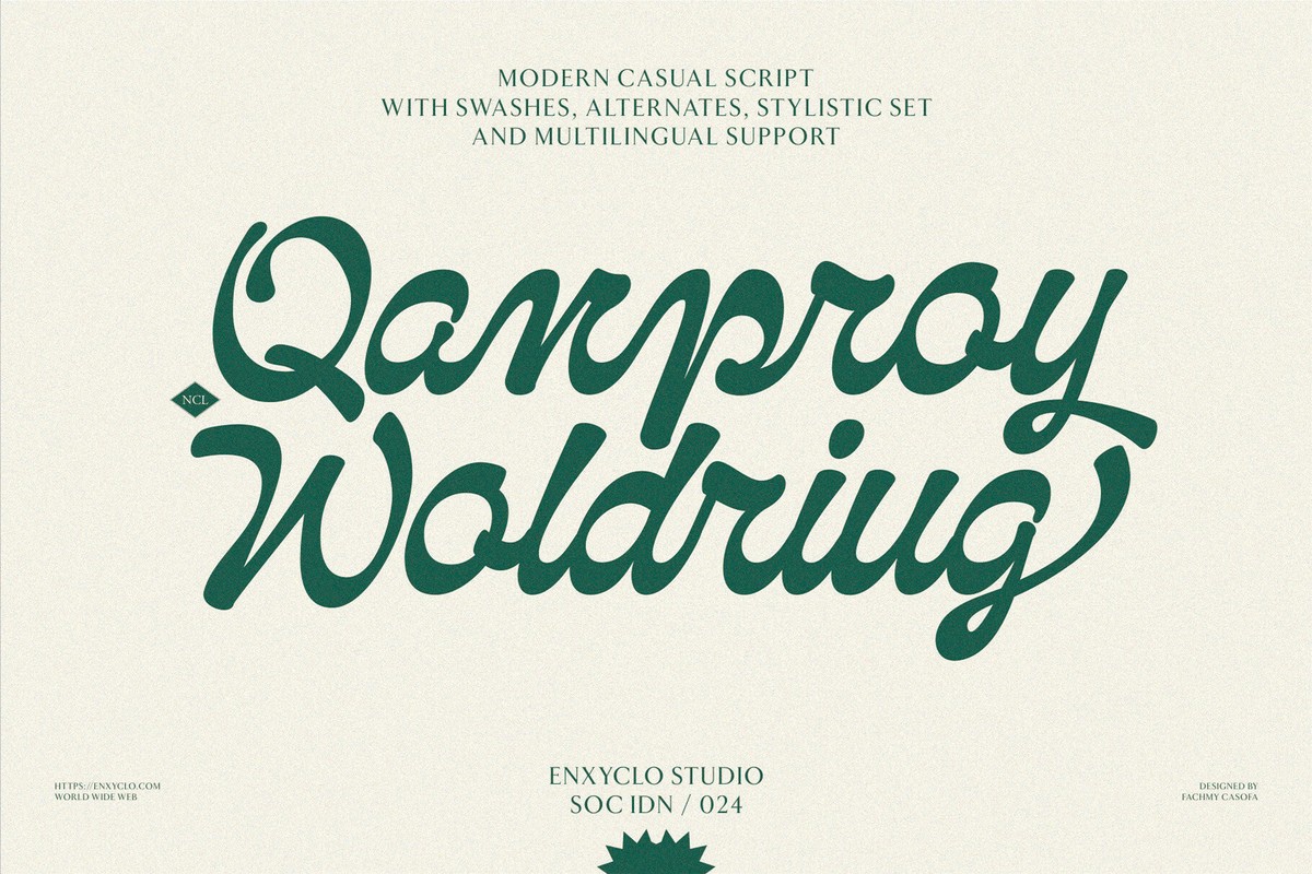 Schriftart NCL Qanproy Woldriug