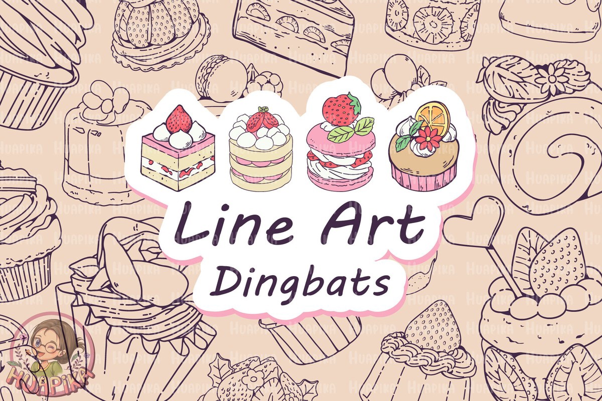 Schriftart Cake Line Art