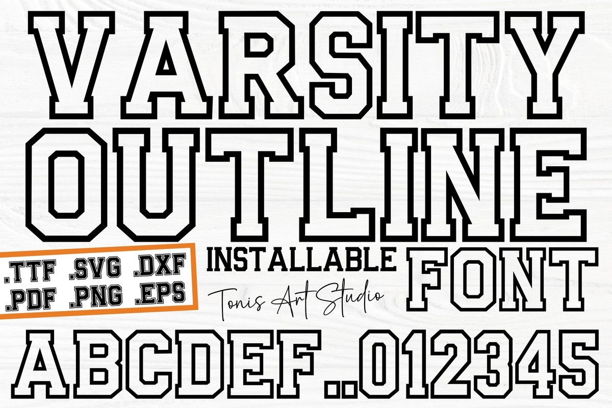 Schriftart AB Varsity Outline