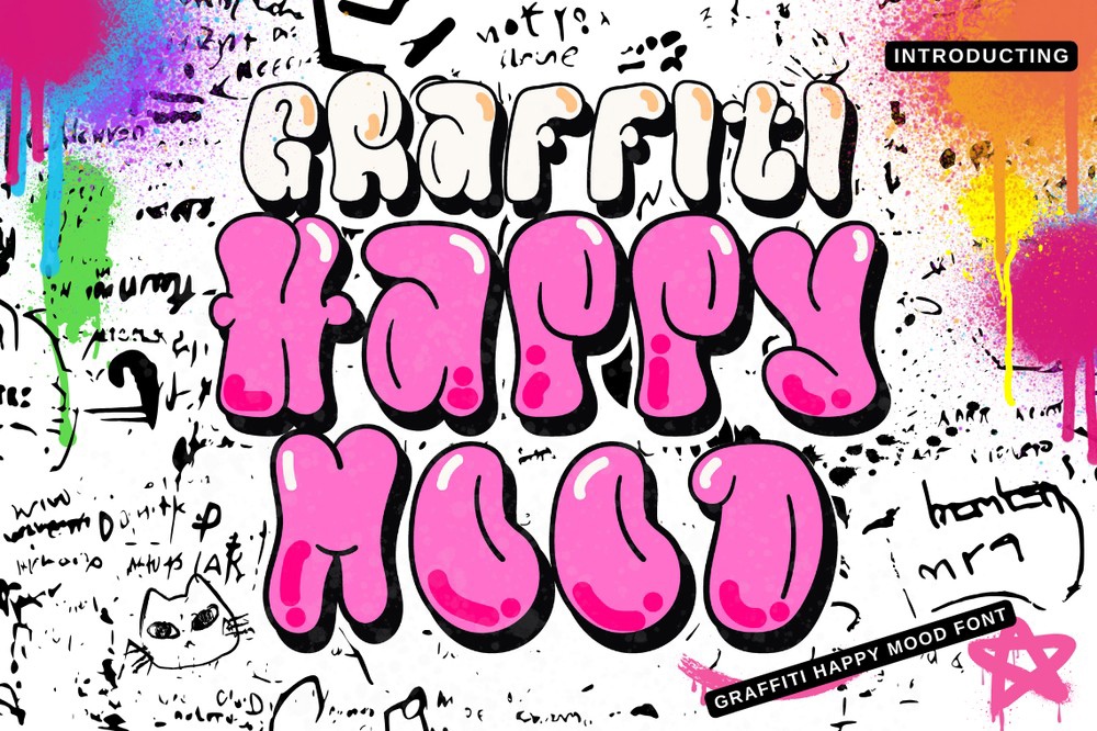 Schriftart Graffiti Happy Mood