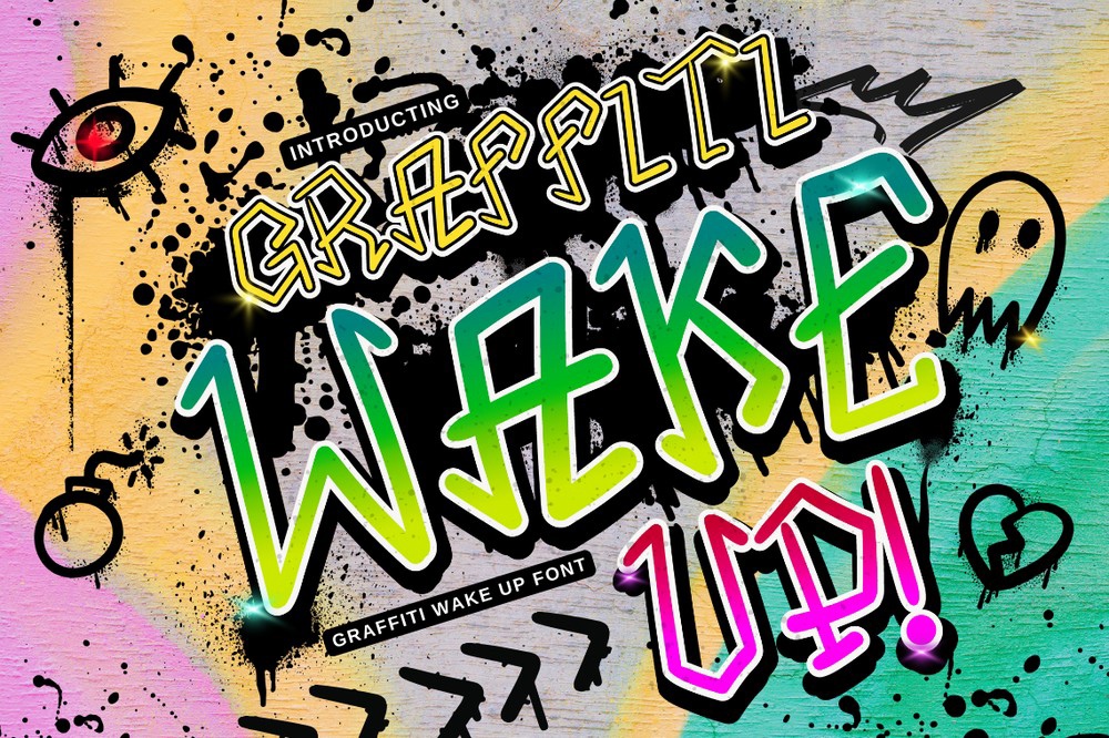 Schriftart Graffiti Wake Up