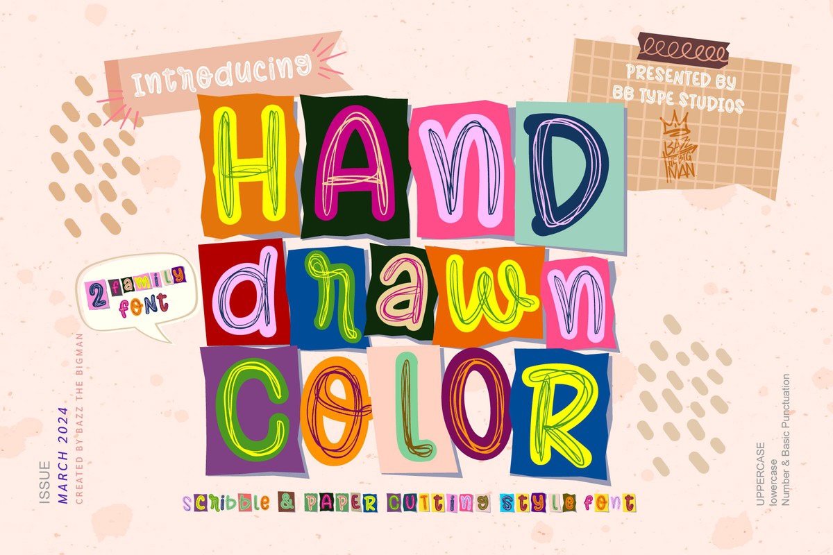 Schriftart Hand Drawn Color