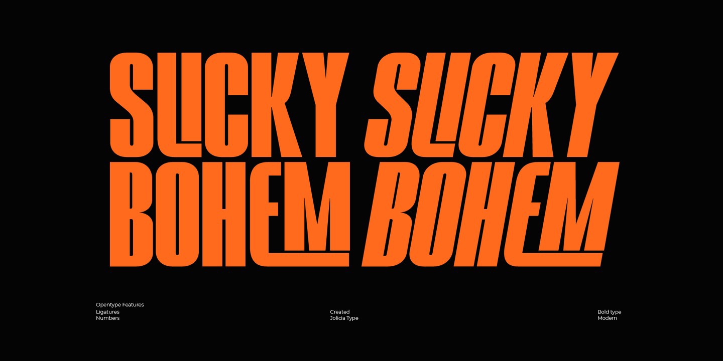 Schriftart Slicky Bohem