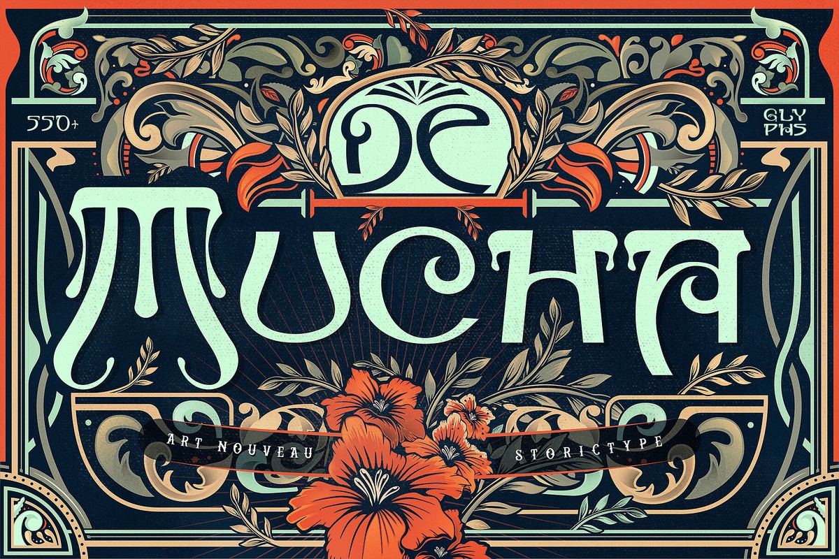 Schriftart De Mucha