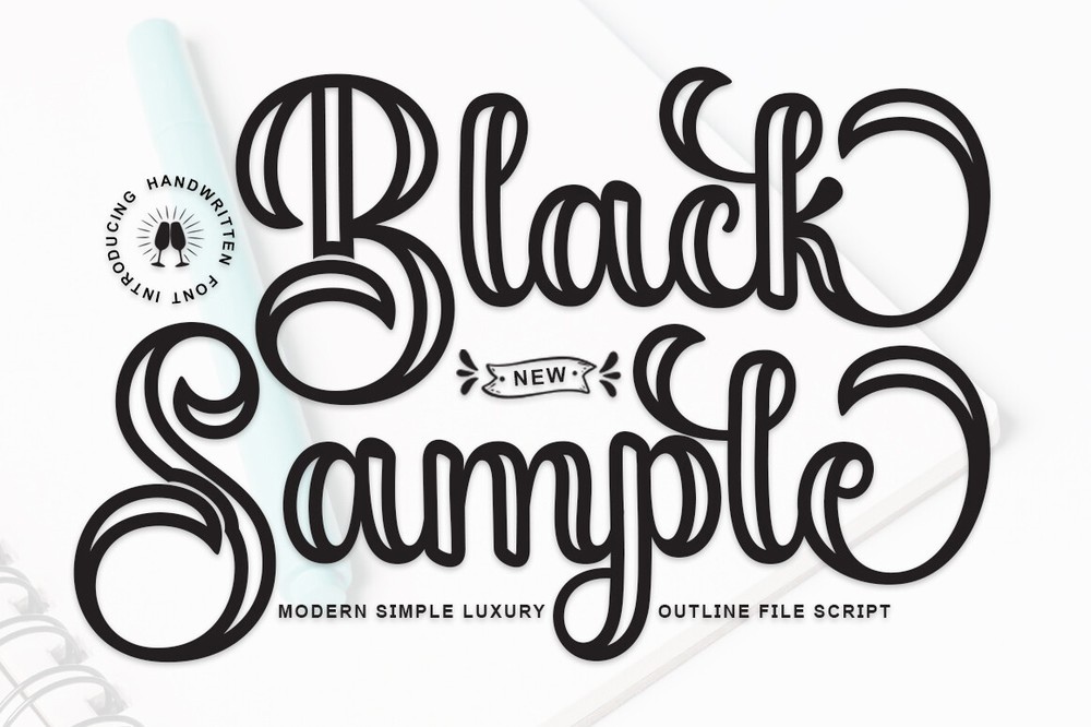 Schriftart Black Sample Outline