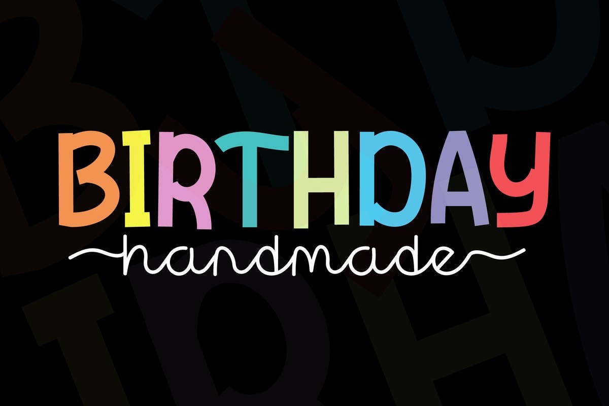 Schriftart Birthday Handmade