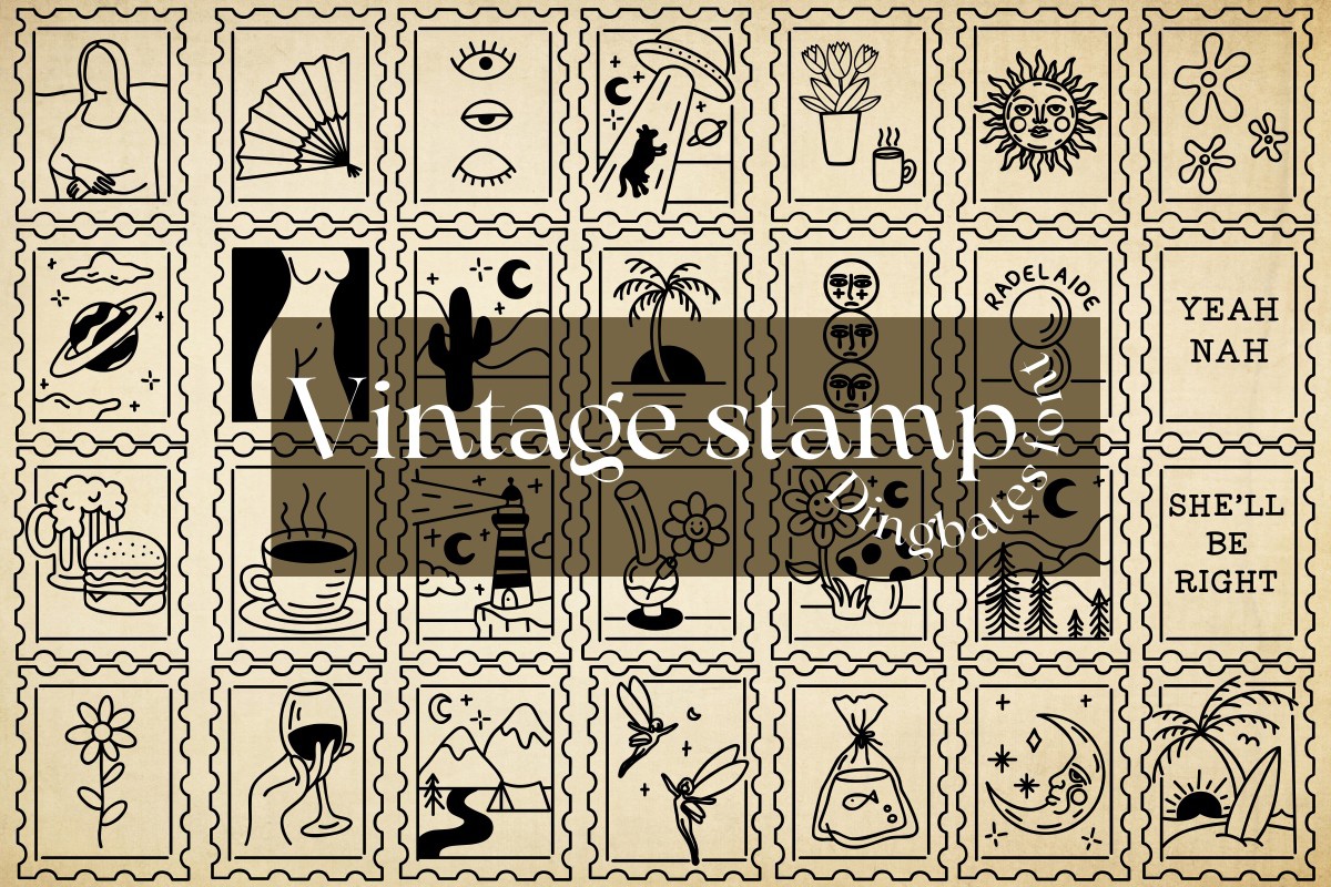 Schriftart Vintage Stamp