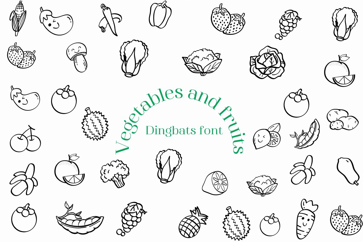 Schriftart Vegetables and Fruits