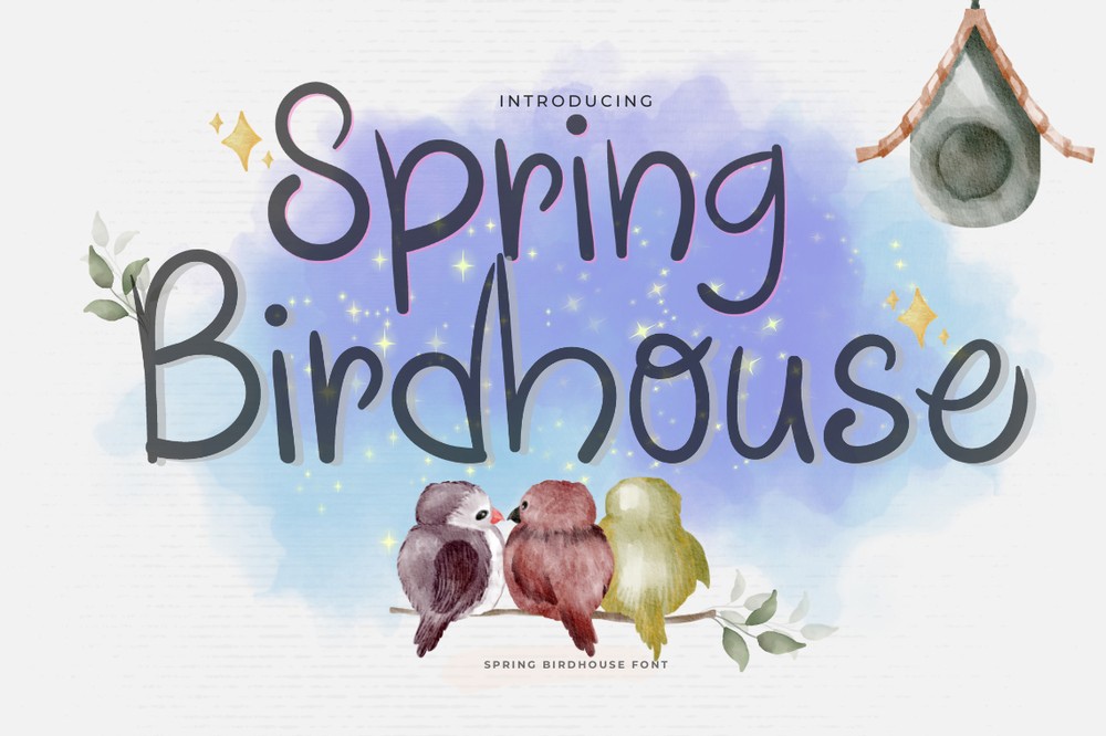 Schriftart Spring Birdhouse