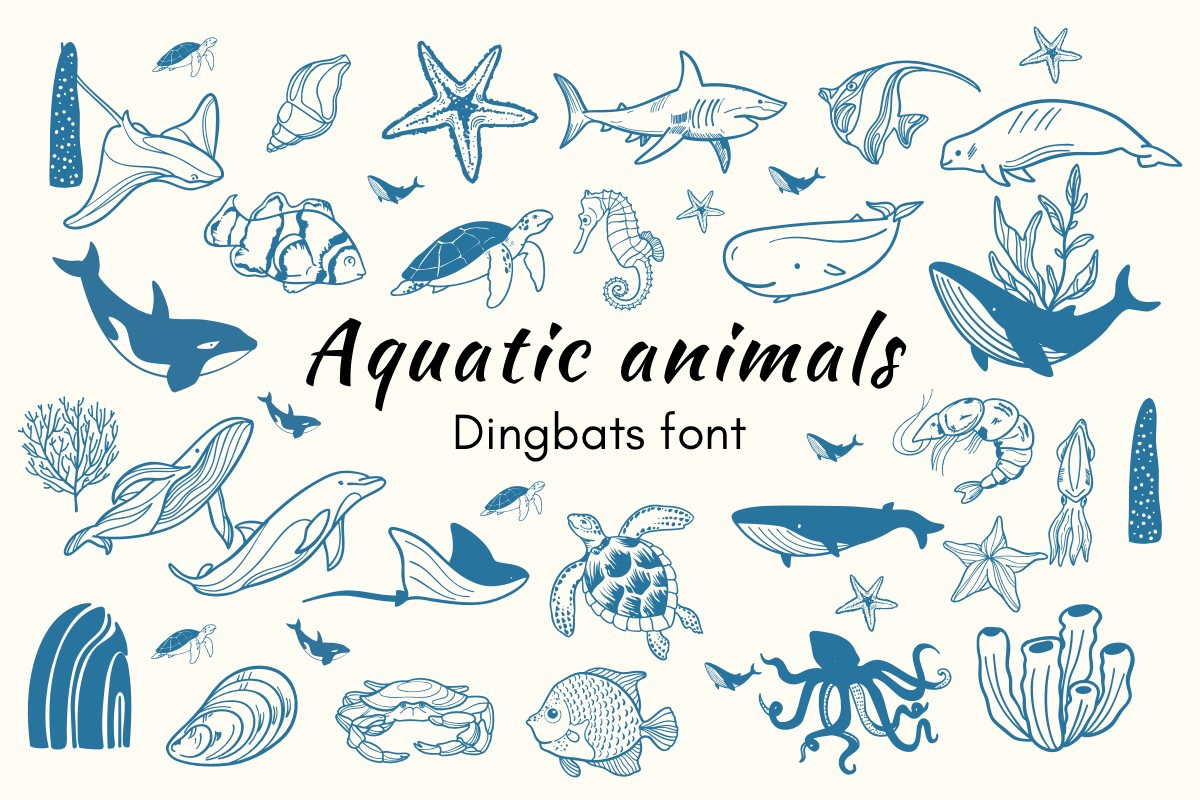 Schriftart Aquatic Animals