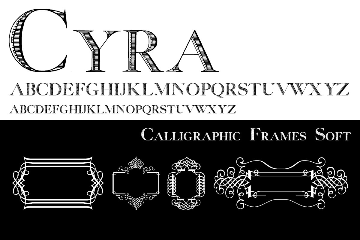 Schriftart Calligraphic Frames Plus Cyra Duo