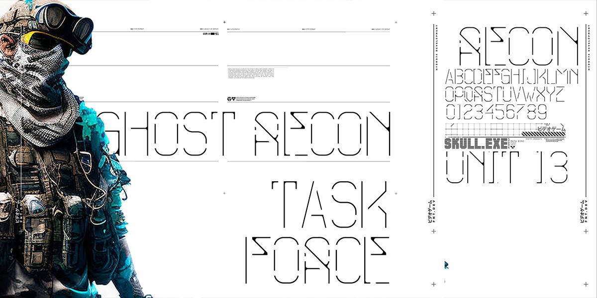 Schriftart H74 Task Force