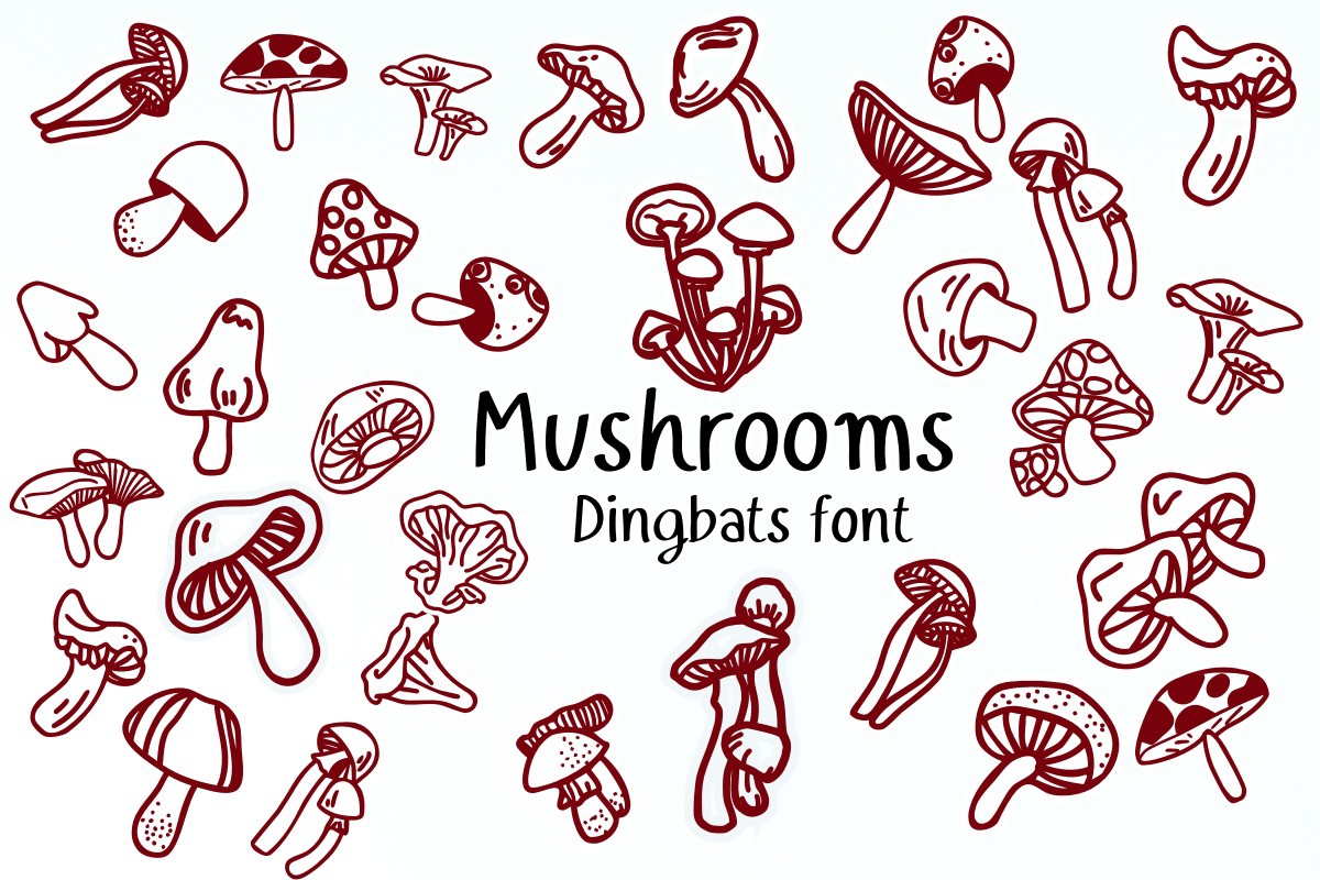 Schriftart Mushrooms