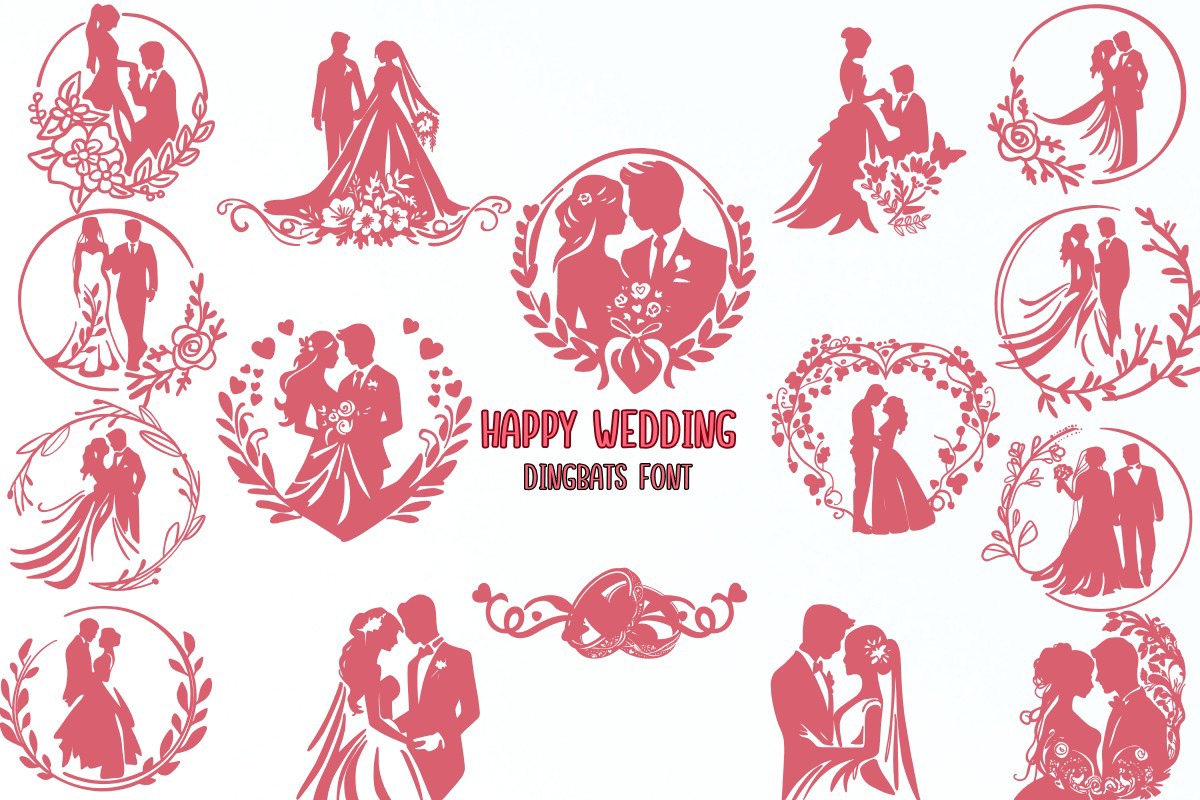 Schriftart Happy Wedding