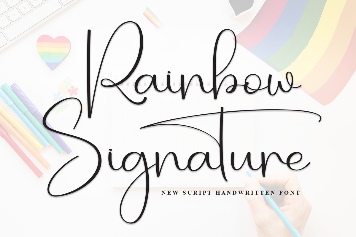 Schriftart Rainbow Signature