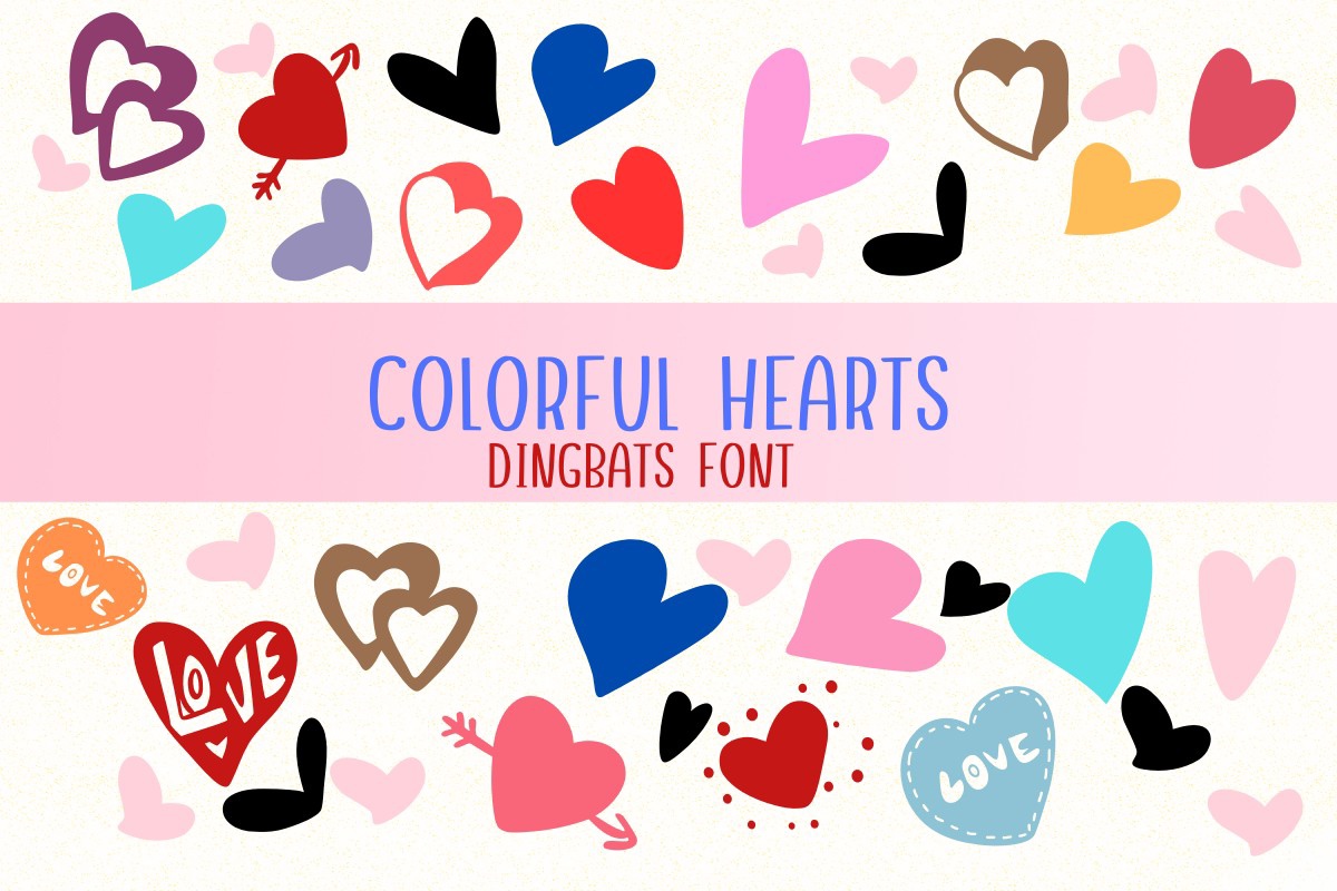 Schriftart Colorful Hearts