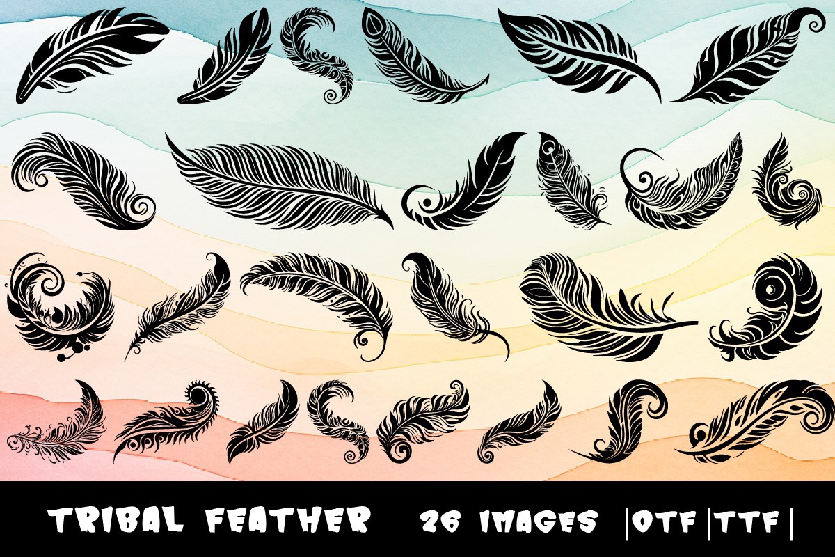 Schriftart Tribal Feather