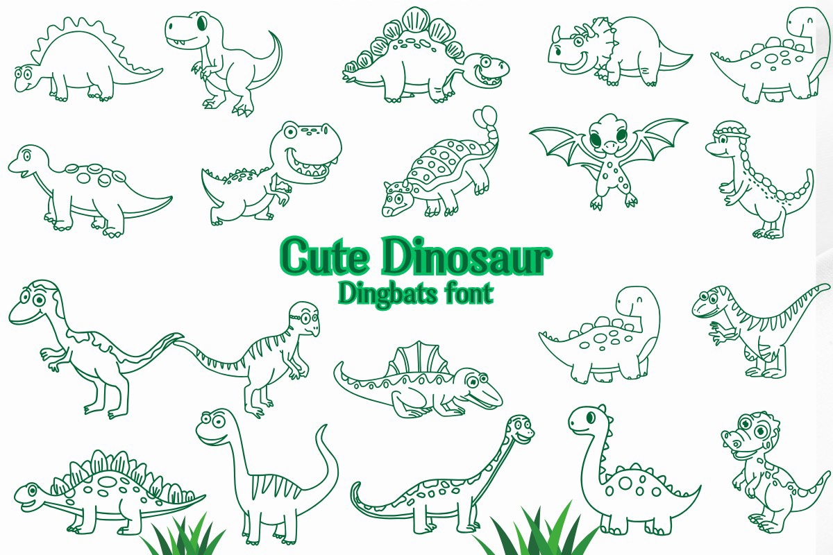 Schriftart Cute Dinosaur