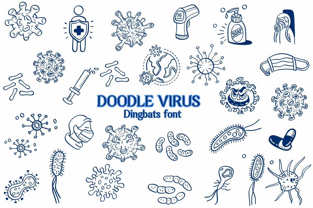 Schriftart Doodle Virus