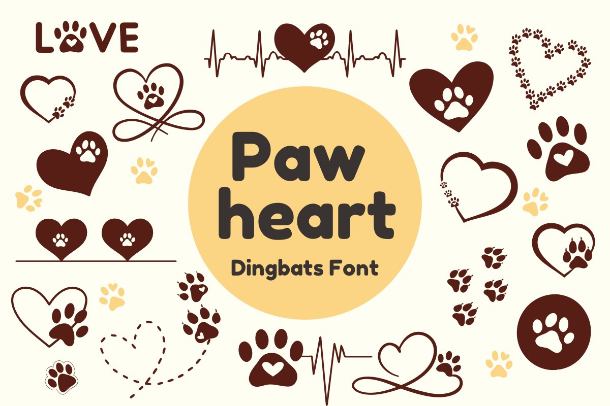 Schriftart Paw Heart