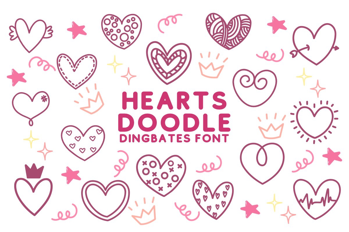 Schriftart Hearts Doodle