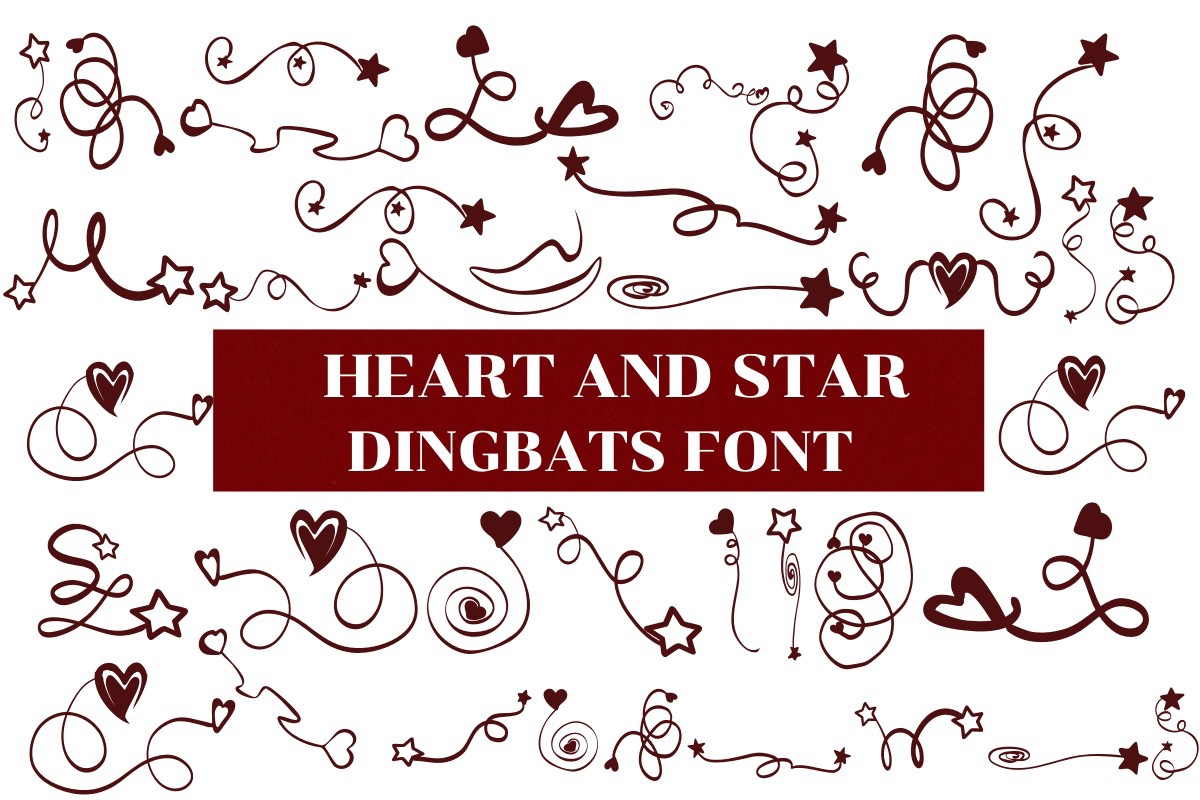 Schriftart Heart and Star