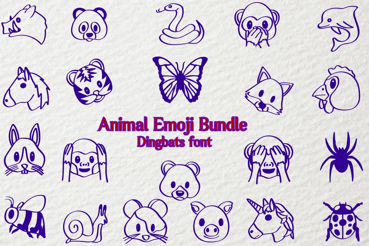 Schriftart Animal Emoji Bundle