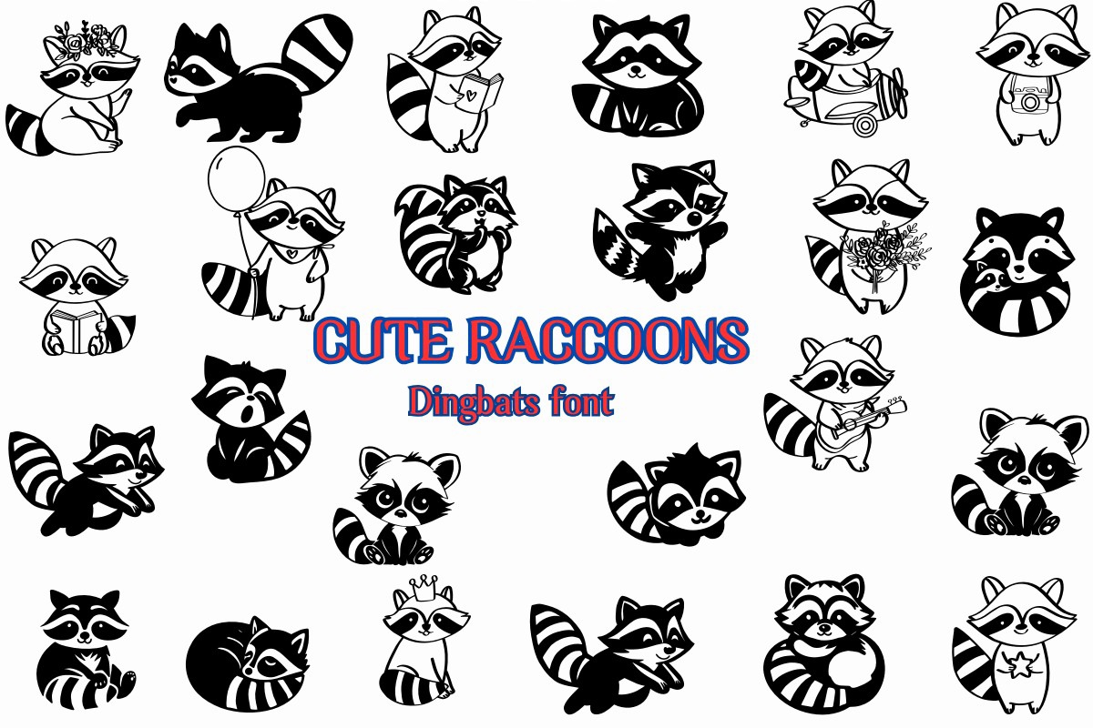 Schriftart Cute Raccoons